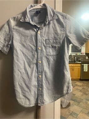 GAP Light Blue Short-Sleeve Button-Down Shirt for Kids